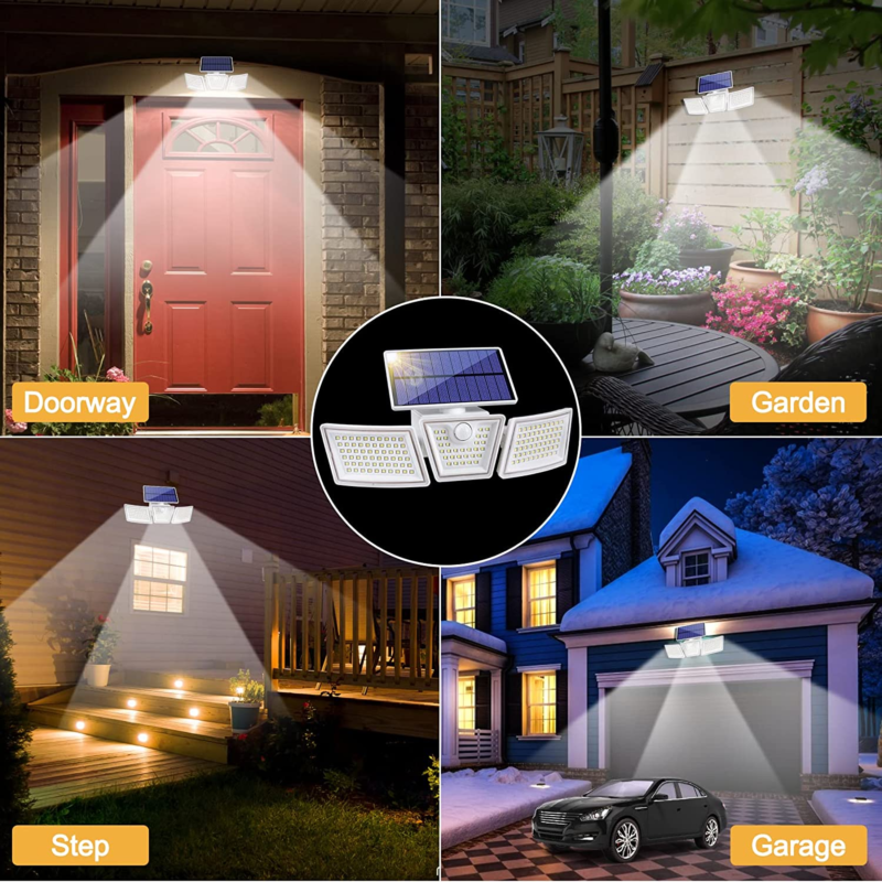 New Solar Lights Outdoor, Motion Sensor Security Lights with 265 Leds 2400Lumen, - Speedmerchant65 / The Hungry Bookworm / Fireside Books