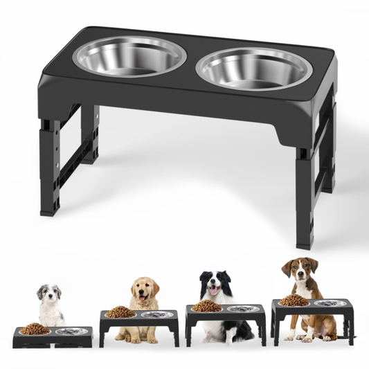 Elevated Dog Bowls with 2 Thick 1.22L/42Oz Stainless Steel Dog Food Bowls, 5 Hei - Speedmerchant65 / The Hungry Bookworm / Fireside Books