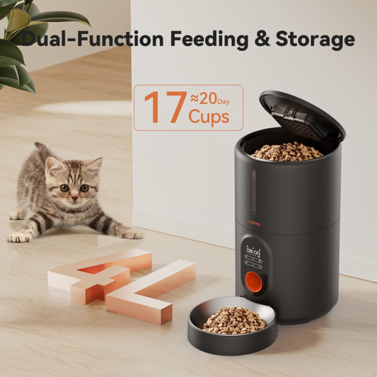 Automatic Dog Feeders, Pet Feeder, Cat Food Dispenser with Stainless Steel Bowl, - Speedmerchant65 / The Hungry Bookworm / Fireside Books