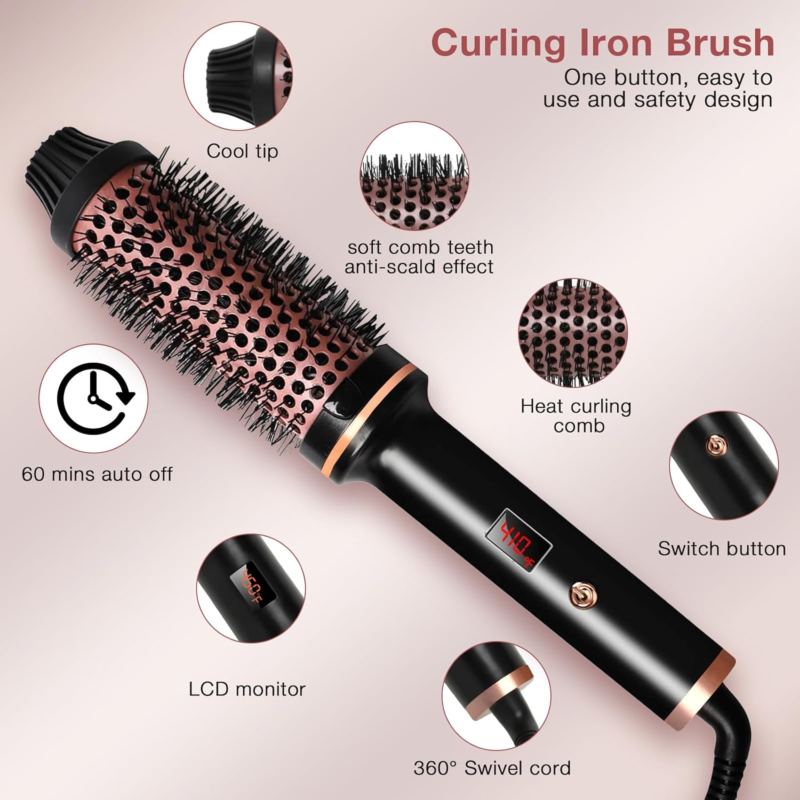 Professional title: ``` 1.5 Inch Thermal Curling Brush with Dual Voltage for Tra - Speedmerchant65 / The Hungry Bookworm / Fireside Books