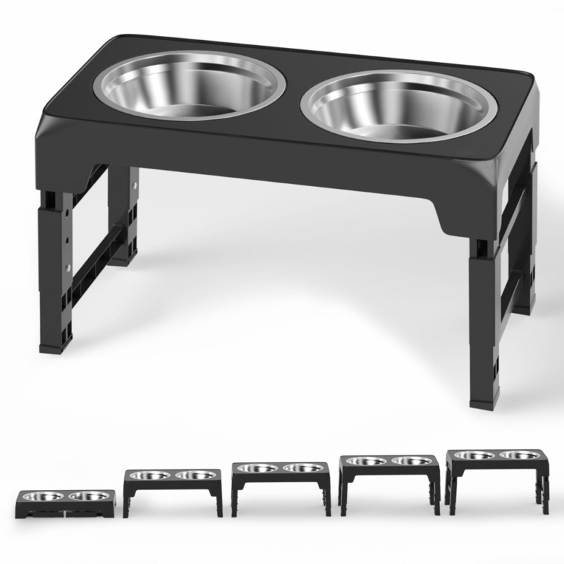 Elevated Dog Bowls with 2 Thick 1.22L/42Oz Stainless Steel Dog Food Bowls, 5 Hei - Speedmerchant65 / The Hungry Bookworm / Fireside Books