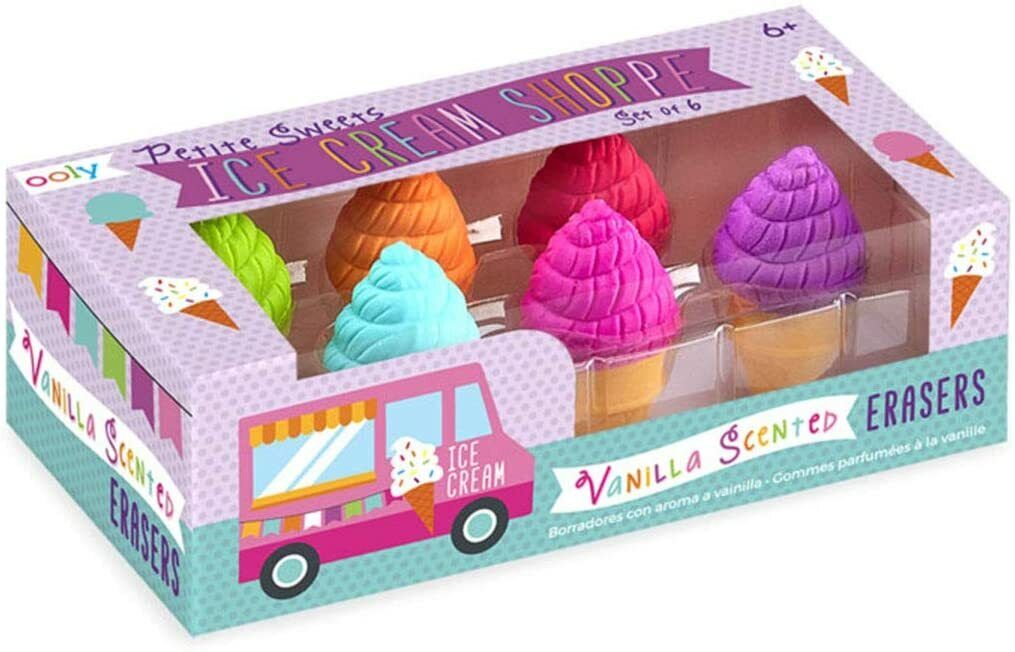 Ooly Petite Sweets Ice Cream Shoppe Scented Erasers - Vanilla Scent - Set of 6 - - The Hungry Bookworm & Speedmerchant65