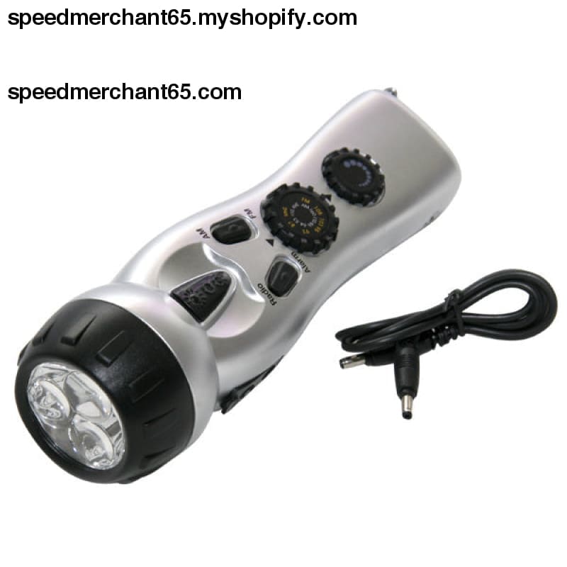 Flashlight with Am/Fm Radio Siren and Cell Phone Charger -