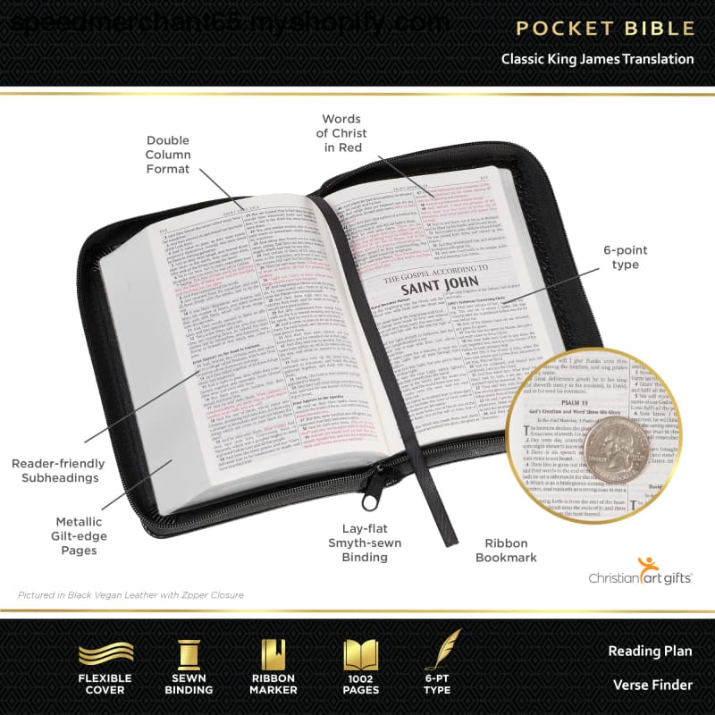 KJV Holy Bible Mini Pocket Size Faux Leather Red Letter