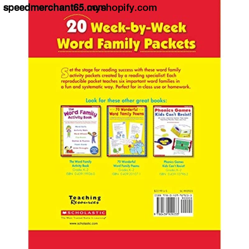 20 Week-by-Week Word Family Packets: An Easy System for