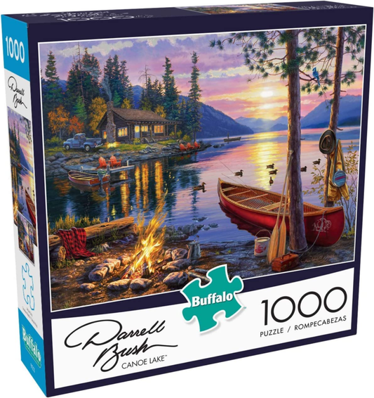 Professional title: " Darrell Bush" Canoe Lake 1000-Piece Jigsaw Puzzle - Speedmerchant65 / The Hungry Bookworm / Fireside Books