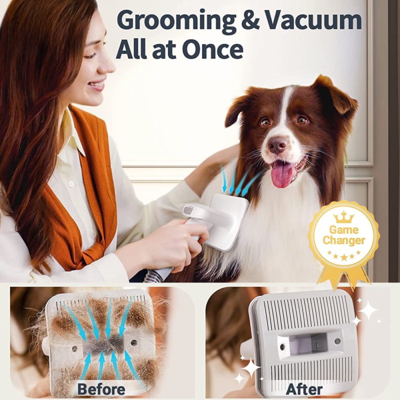 "7-in-1  Dog Grooming Kit: Professional Tools for Shedding, Low Noise Pet Vacuum