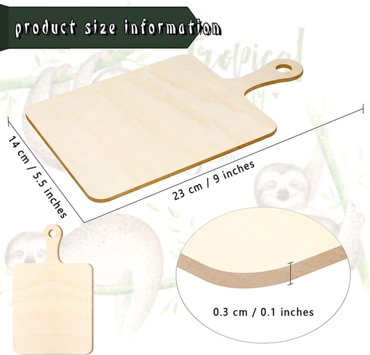 Set of 6 Mini Wooden Cutting Boards with Handle - Small Kitchen Serving Boards f