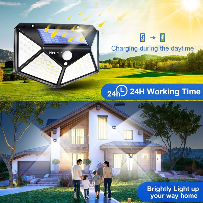 Solar Lights Outdoor 6 Pack, 100LED/3 Modes 270° Lighting Angle Motion Sensor Se - Speedmerchant65 / The Hungry Bookworm / Fireside Books