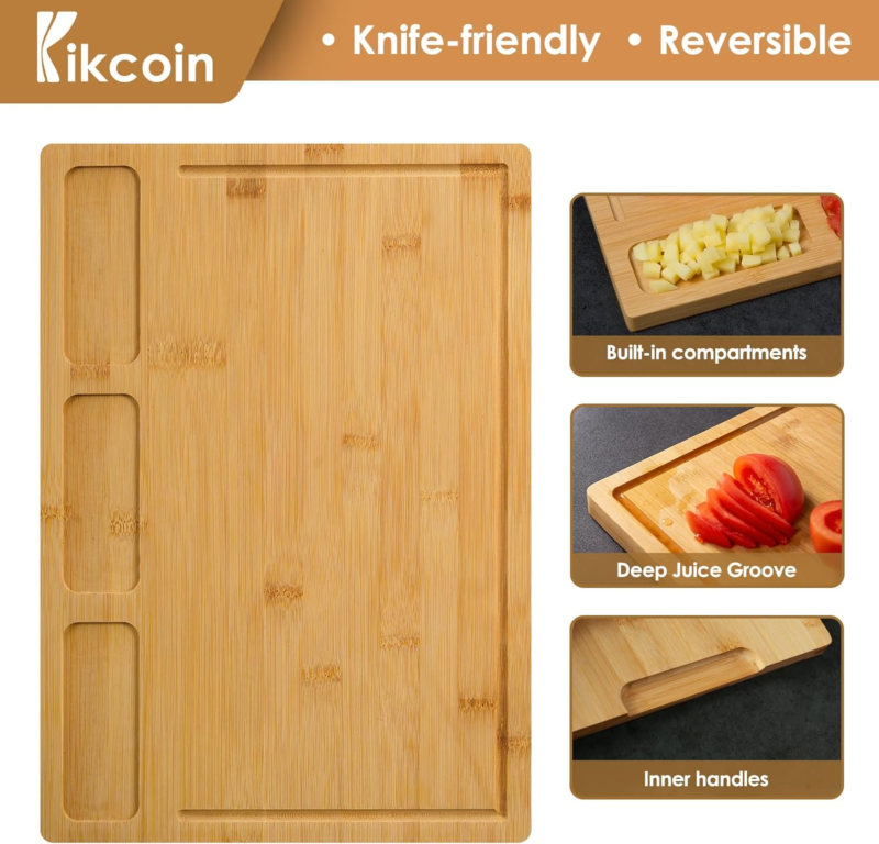 Bamboo Cutting Boards for Kitchen, (Set of 3) Kitchen Chopping Board with 3 Buil - Speedmerchant65 / The Hungry Bookworm / Fireside Books