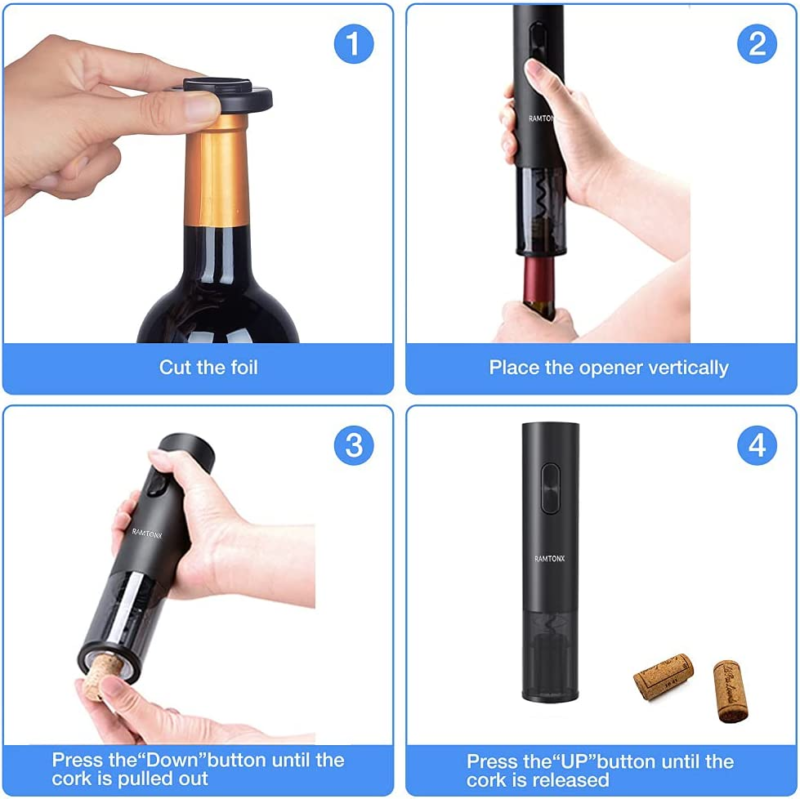 Electric Wine Bottle Opener, Battery Operated Wine Opener Corkscrew Set with Foi - Speedmerchant65 / The Hungry Bookworm / Fireside Books