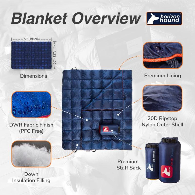 Down Camping Blanket - Outdoor Travel Blanket | Sustainable Insulated down | Lig - Speedmerchant65 / The Hungry Bookworm / Fireside Books