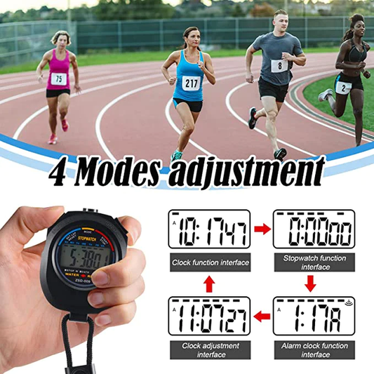 "Digital Sports Stopwatch Set with Chronograph, Date, Timer, and Odometer - 2 Pi