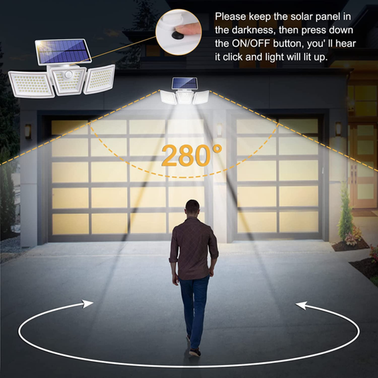 New Solar Lights Outdoor, Motion Sensor Security Lights with 265 Leds 2400Lumen,