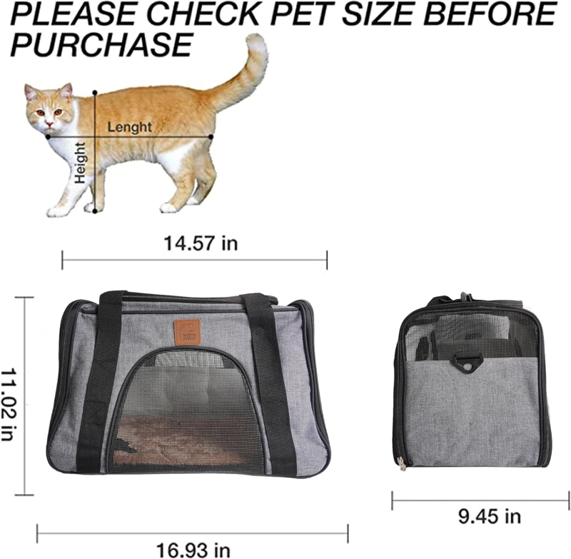 Cat Carrier Pet Carrier for Cats and Small Dogs Airline Approved Soft Sided Carr - Speedmerchant65 / The Hungry Bookworm / Fireside Books