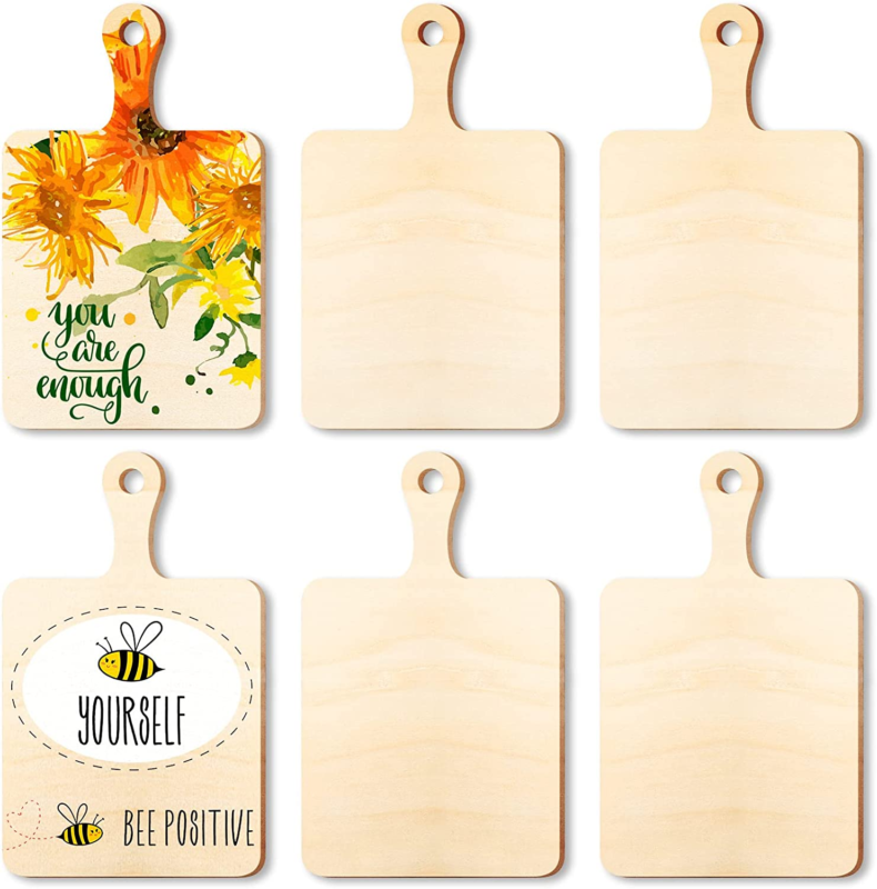 Set of 6 Mini Wooden Cutting Boards with Handle - Small Kitchen Serving Boards f - Speedmerchant65 / The Hungry Bookworm / Fireside Books