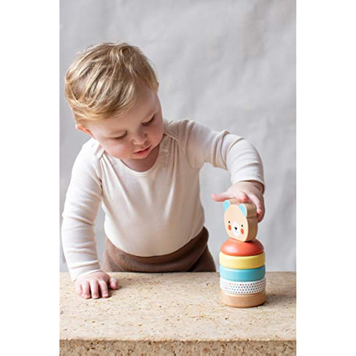 Petit Collage Happy Bear Wooden Stacking Toy – Solid Wooden Stacking Rings for - The Hungry Bookworm & Speedmerchant65