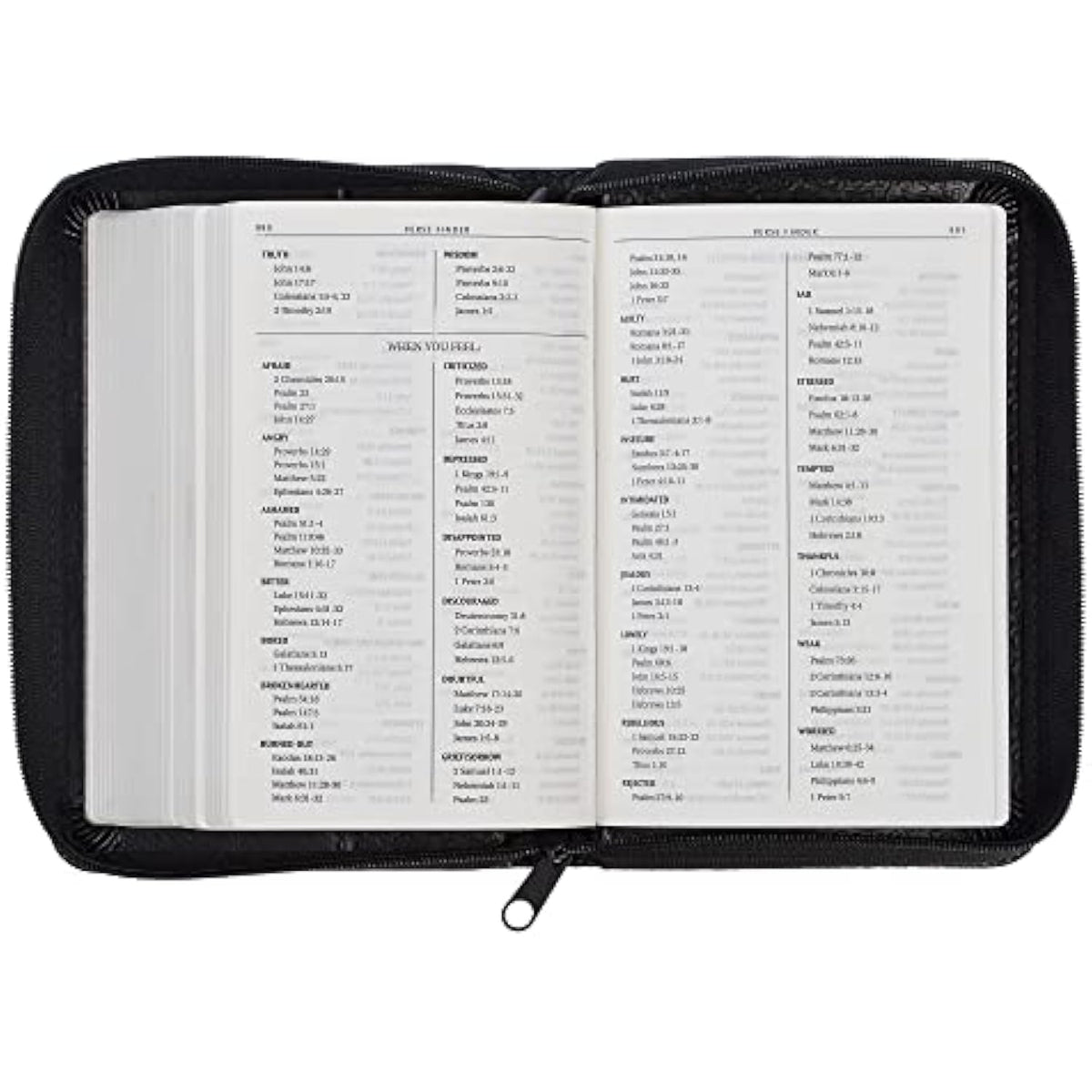 KJV Holy Bible, Mini Pocket Bible – Zippered Black Faux Leather Bible w/Ribbon - The Hungry Bookworm & Speedmerchant65