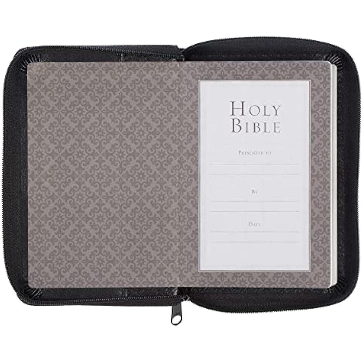 KJV Holy Bible, Mini Pocket Bible – Zippered Black Faux Leather Bible w/Ribbon - The Hungry Bookworm & Speedmerchant65