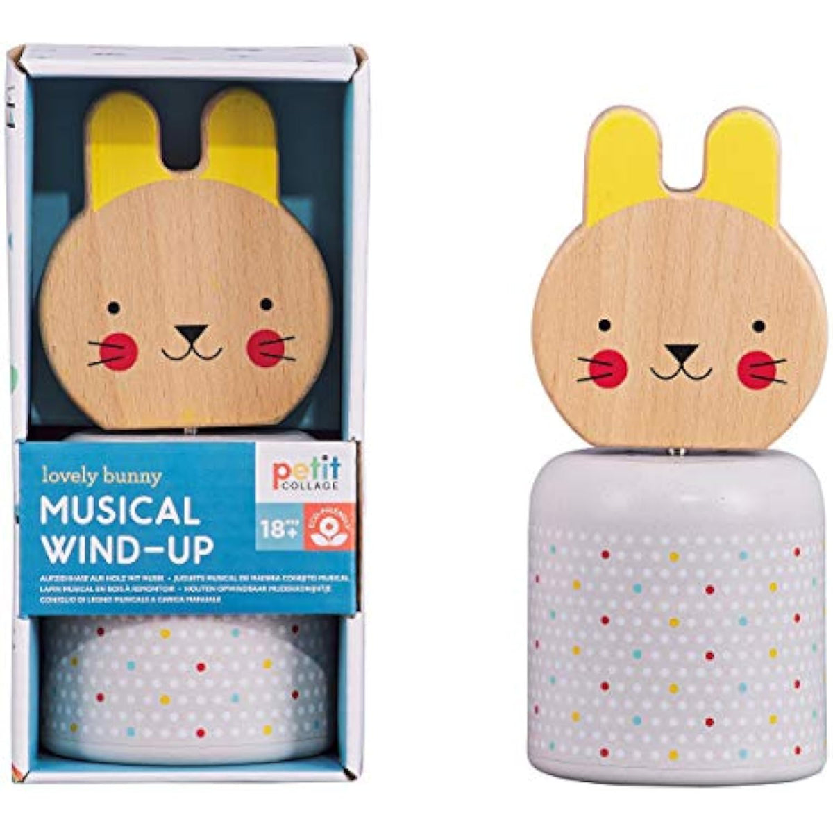 Petit Collage Baby Wooden Wind-Up Musical Toy Bunny – Cute Animal Toy for Ages - The Hungry Bookworm & Speedmerchant65