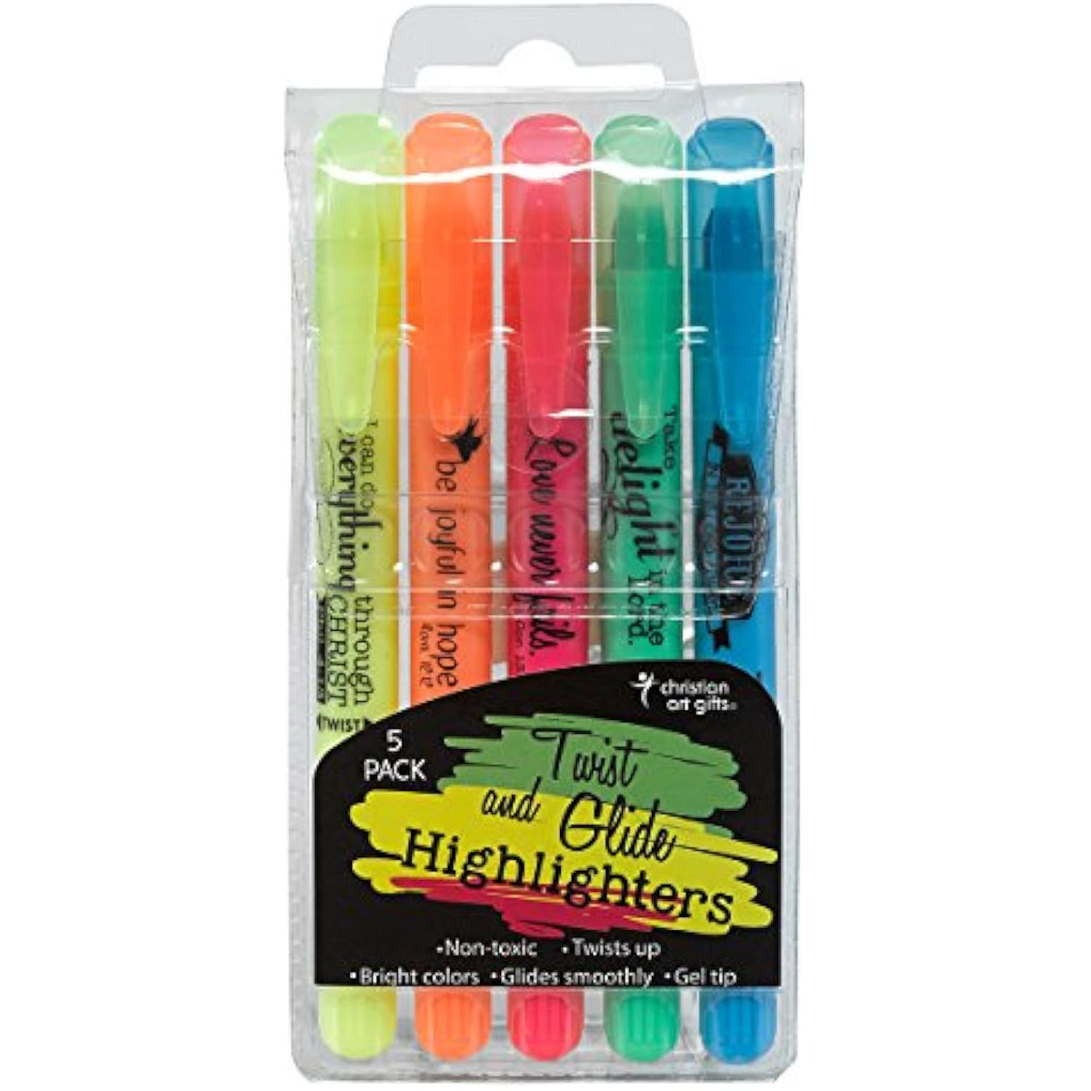 Twist and Glide Gel Bible Highlighters, 5 Pc Set Christian Art Gifts Twist and - The Hungry Bookworm & Speedmerchant65