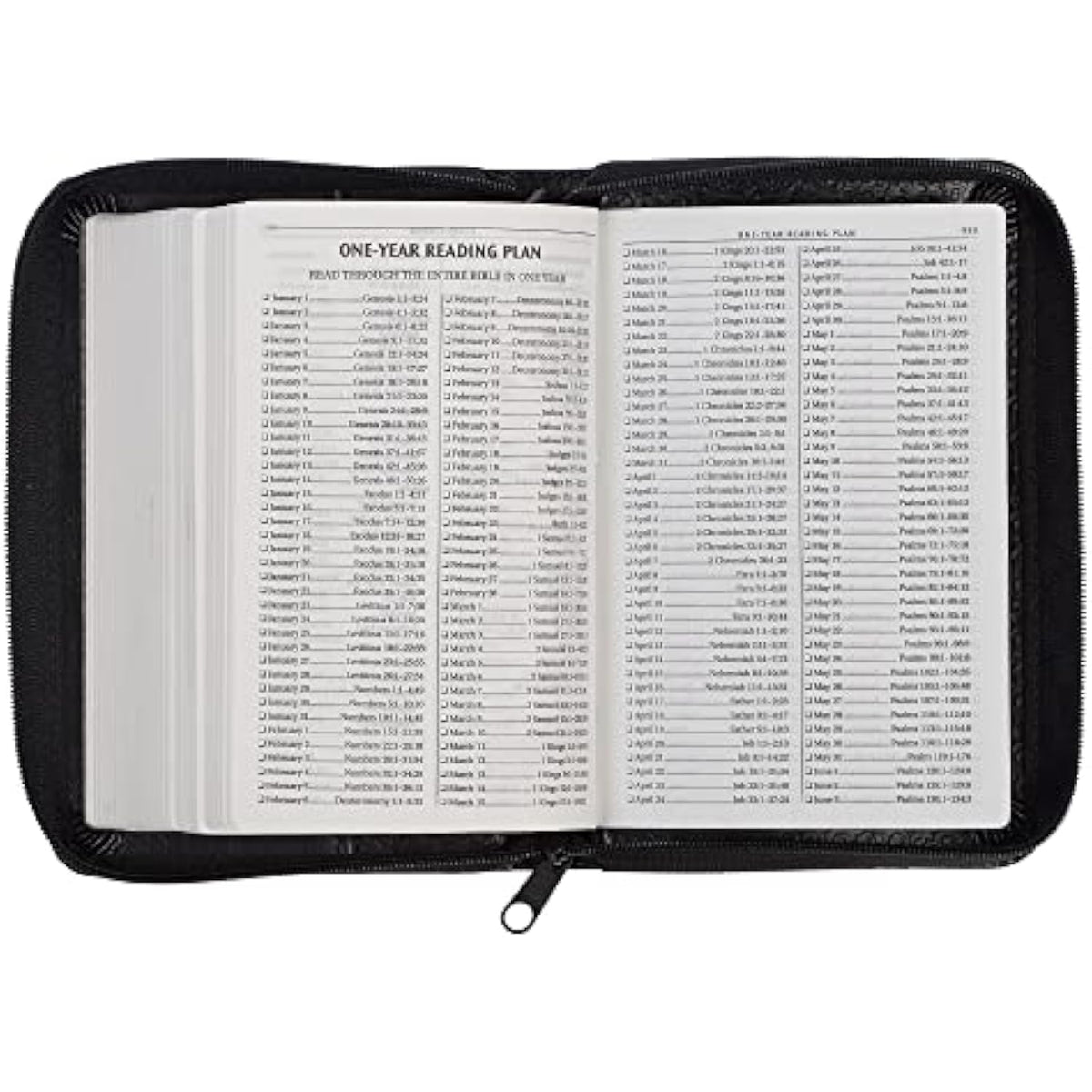 KJV Holy Bible, Mini Pocket Bible – Zippered Black Faux Leather Bible w/Ribbon - The Hungry Bookworm & Speedmerchant65