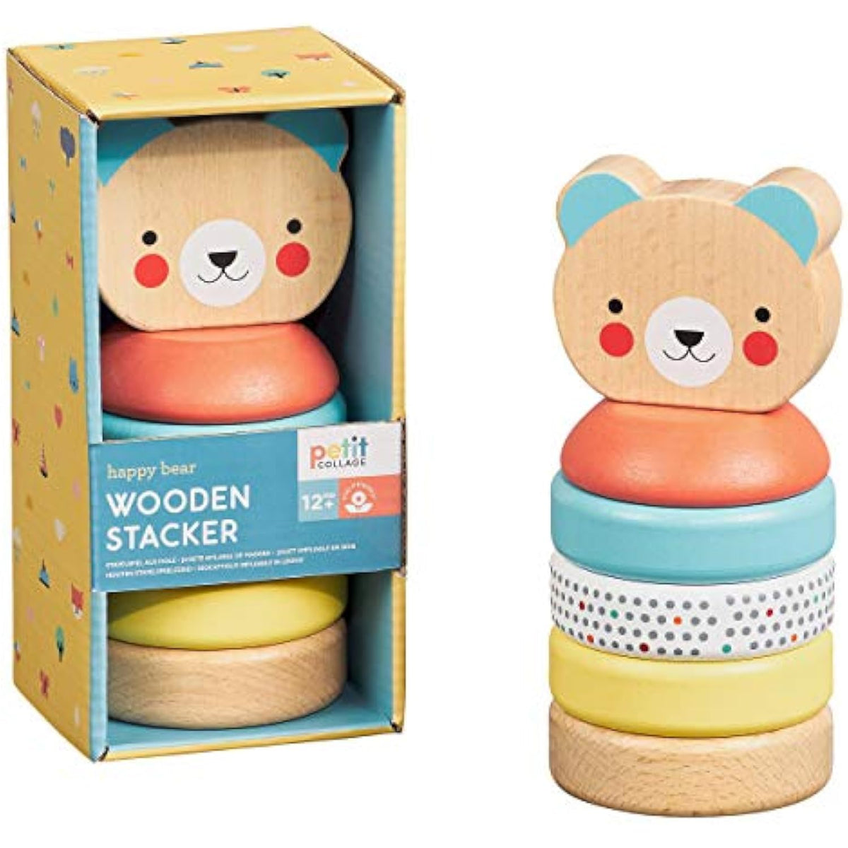 Petit Collage Happy Bear Wooden Stacking Toy – Solid Wooden Stacking Rings for - The Hungry Bookworm & Speedmerchant65