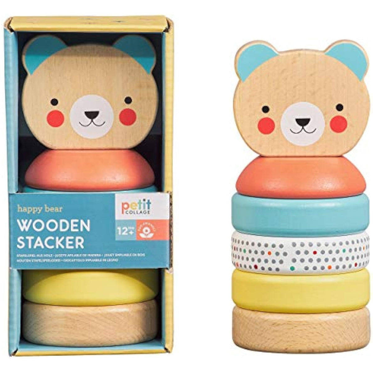 Petit Collage Happy Bear Wooden Stacking Toy – Solid Wooden Stacking Rings for - The Hungry Bookworm & Speedmerchant65