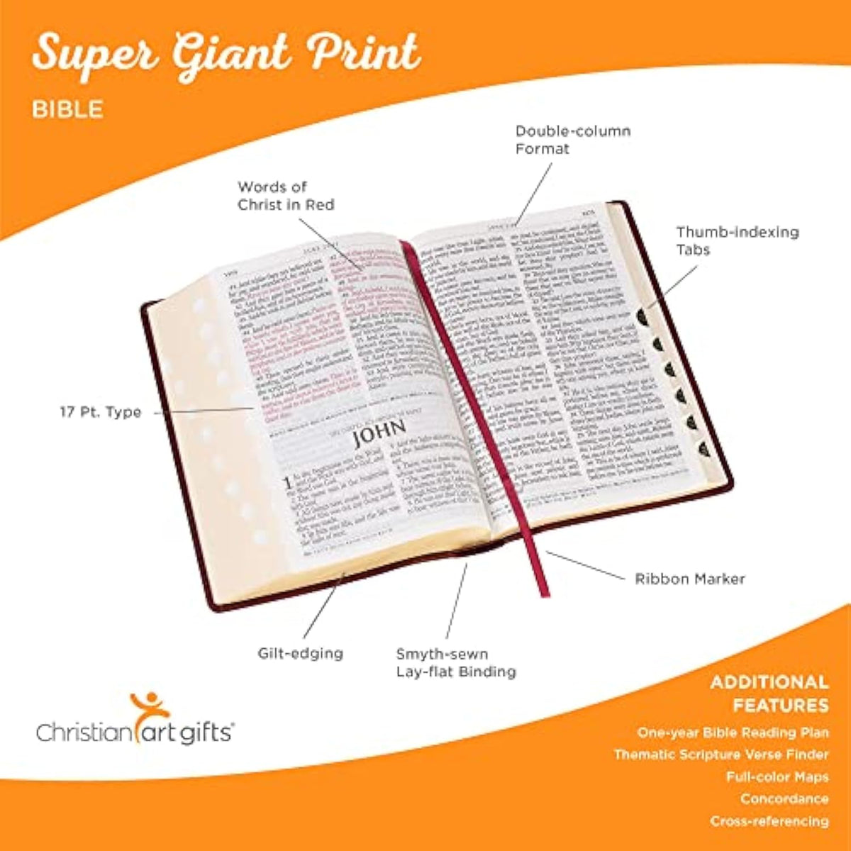 KJV Holy Bible, Super Giant Print Faux Leather Red Letter Edition - Thumb Index - The Hungry Bookworm & Speedmerchant65