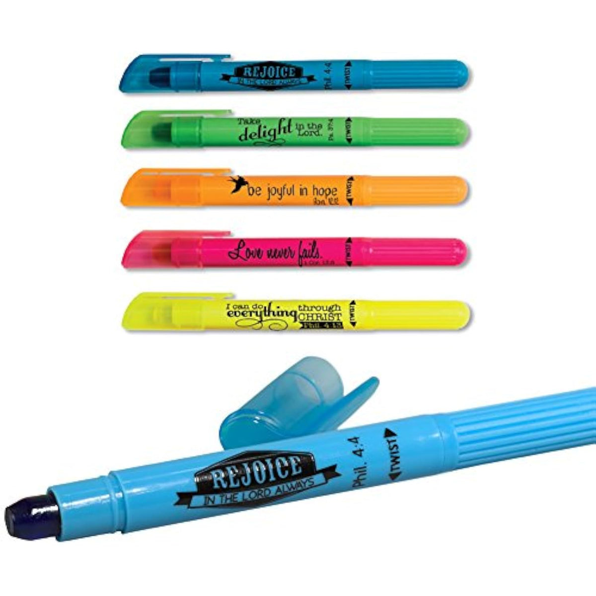 Twist and Glide Gel Bible Highlighters, 5 Pc Set Christian Art Gifts Twist and - The Hungry Bookworm & Speedmerchant65