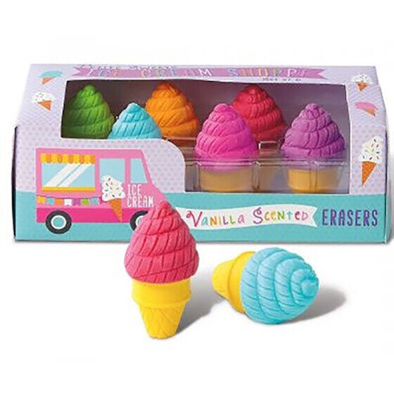 Ooly Petite Sweets Ice Cream Shoppe Scented Erasers - Vanilla Scent - Set of 6 - - The Hungry Bookworm & Speedmerchant65