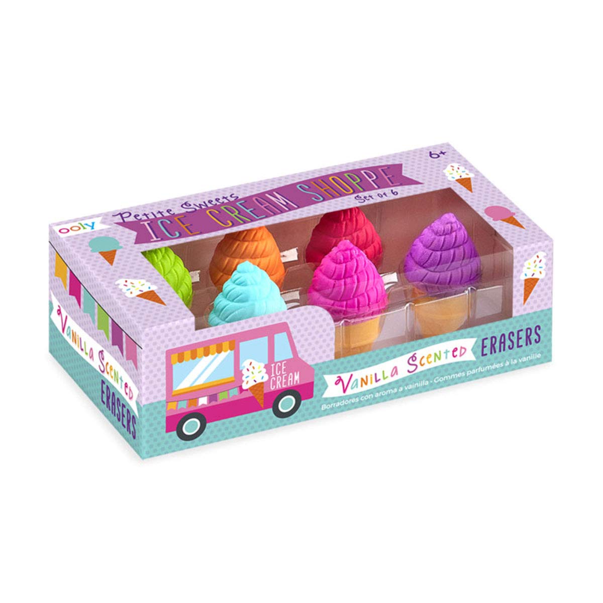 Ooly Petite Sweets Ice Cream Shoppe Scented Erasers - Vanilla Scent - Set of 6 - - The Hungry Bookworm & Speedmerchant65