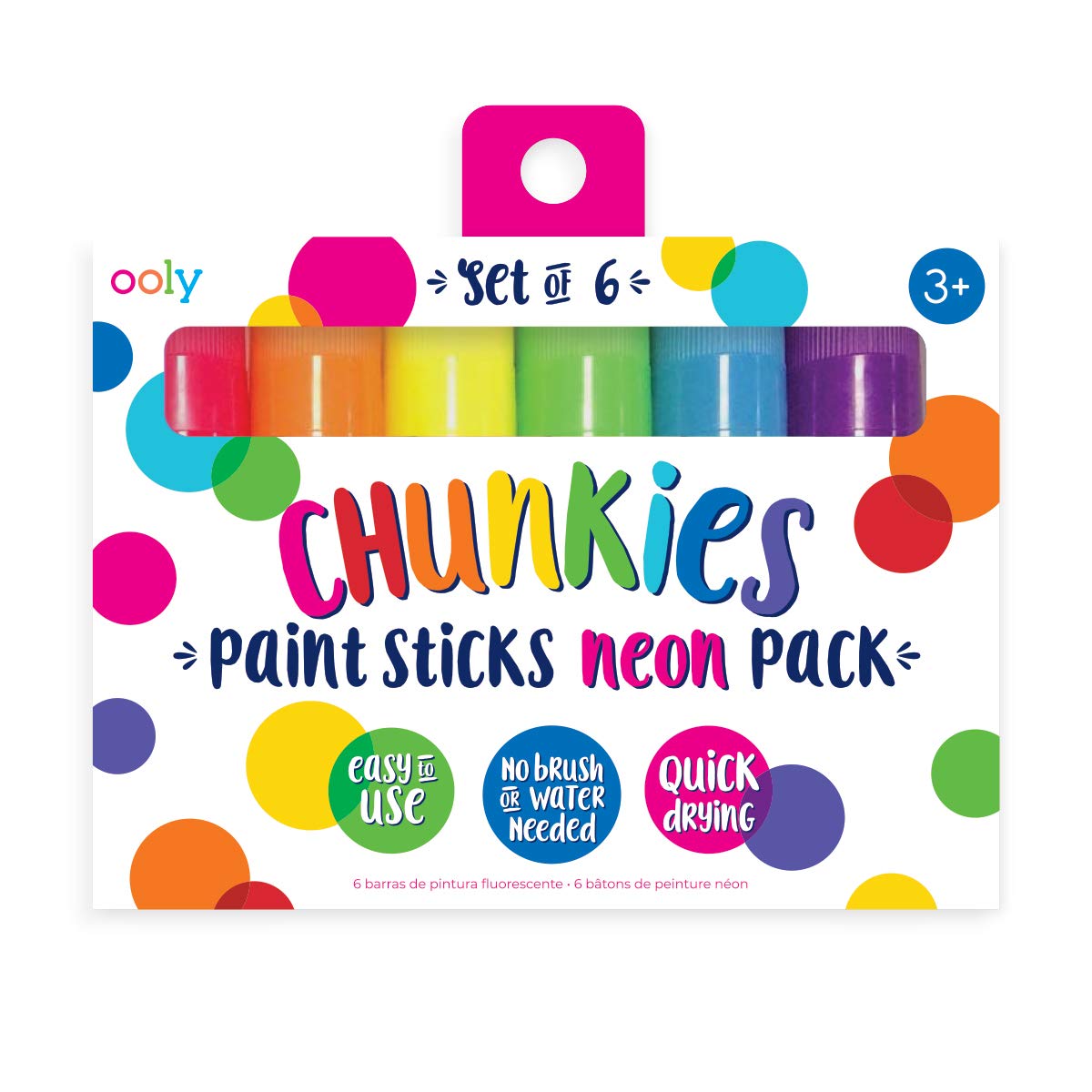 OOLY, Chunkies, Paint Sticks, Quick Drying, Set of 6 - Neon Set, Twistable Paint - The Hungry Bookworm & Speedmerchant65