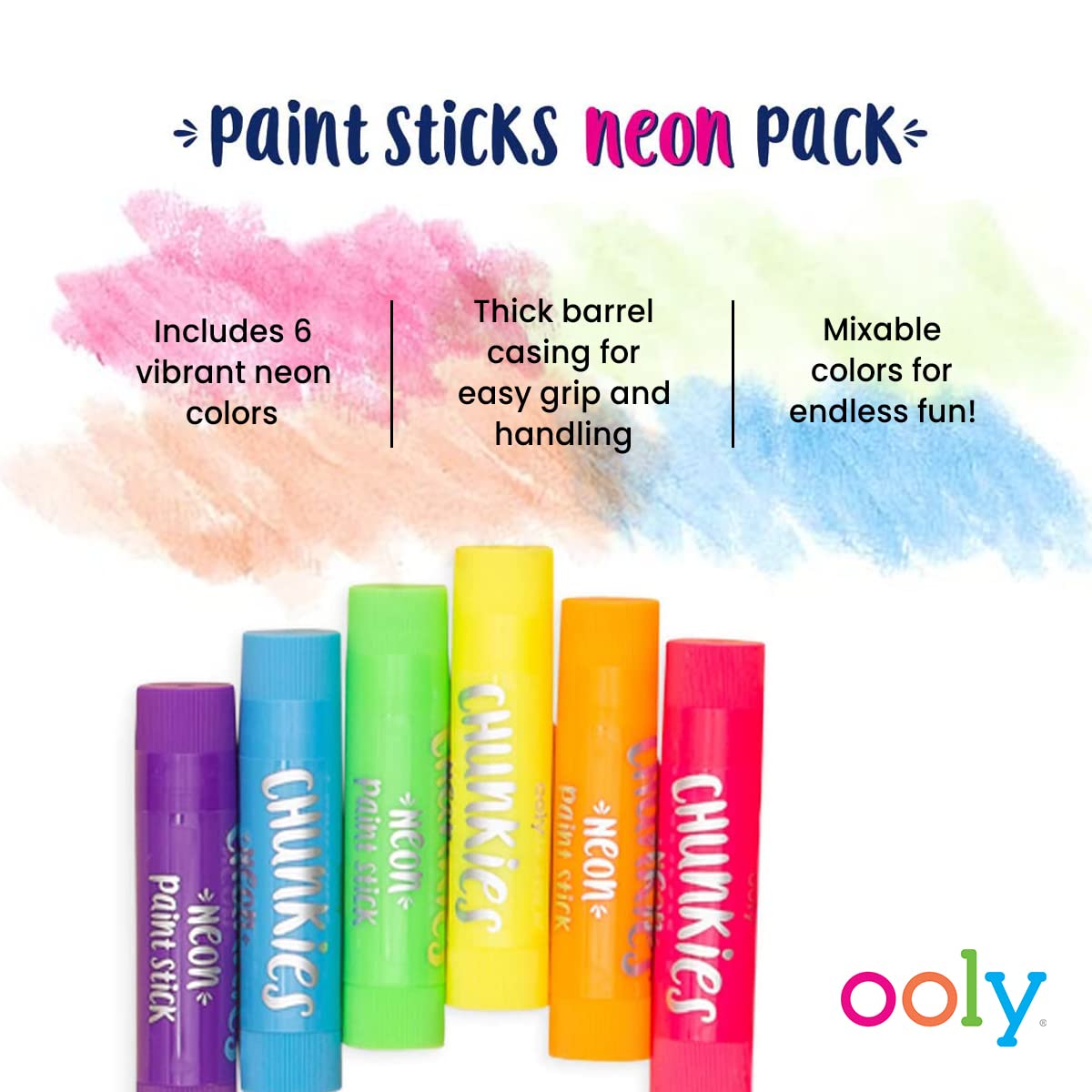 OOLY, Chunkies, Paint Sticks, Quick Drying, Set of 6 - Neon Set, Twistable Paint - The Hungry Bookworm & Speedmerchant65