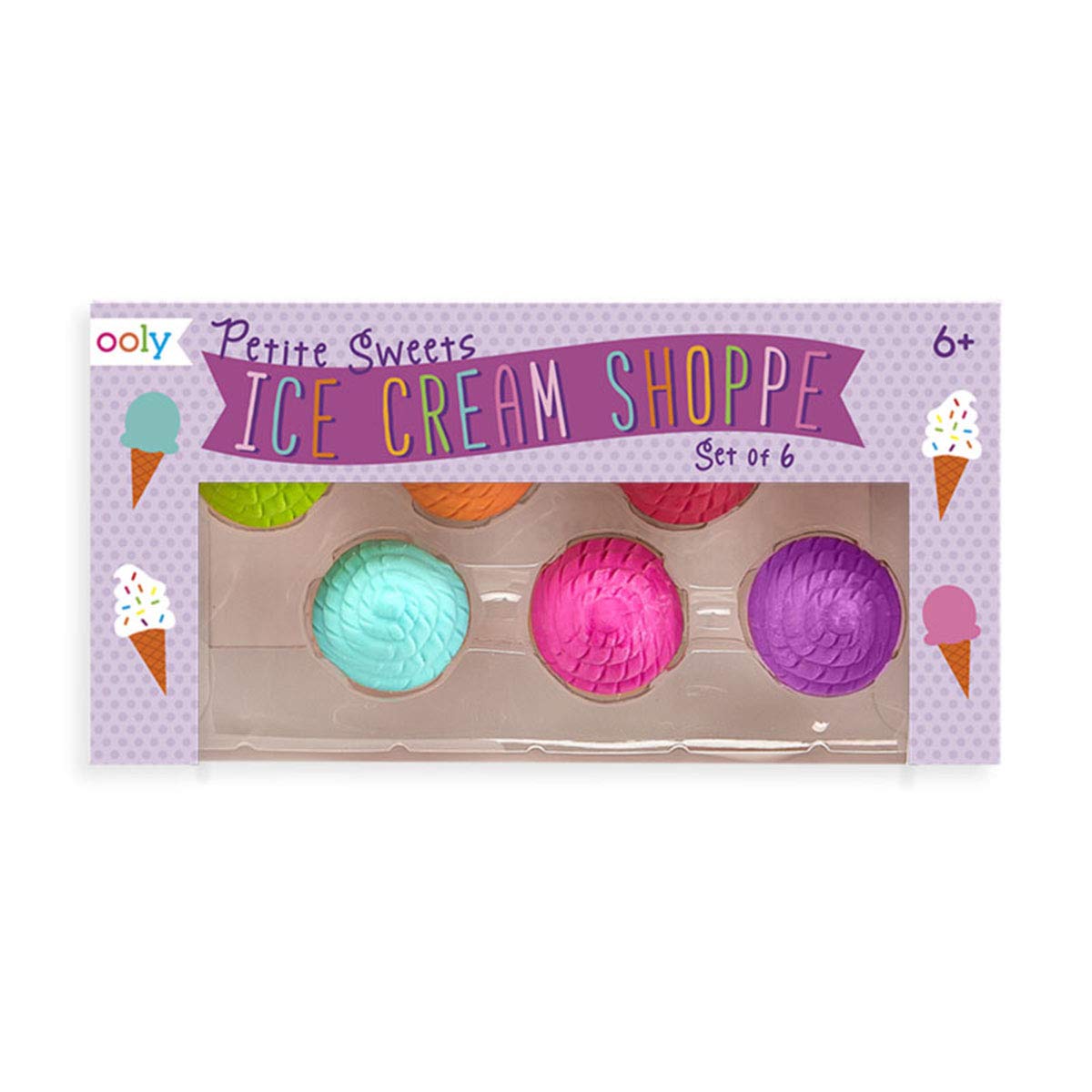 Ooly Petite Sweets Ice Cream Shoppe Scented Erasers - Vanilla Scent - Set of 6 - - The Hungry Bookworm & Speedmerchant65