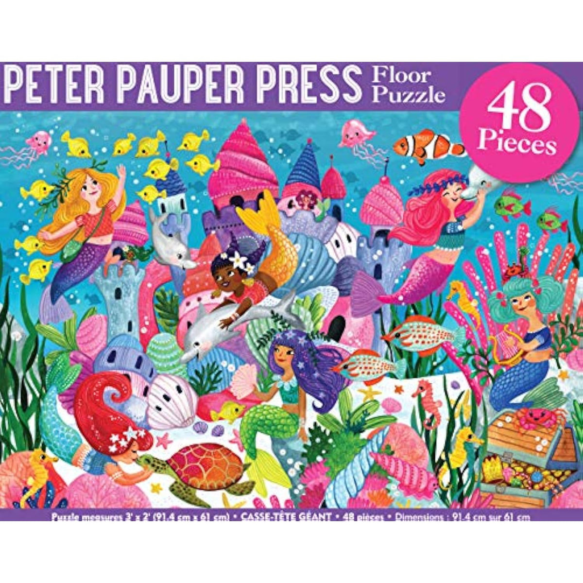 Peter Pauper Press Jumbo Floor Puzzle - Mermaid Adventure (48 Pieces) (36 inches - The Hungry Bookworm & Speedmerchant65