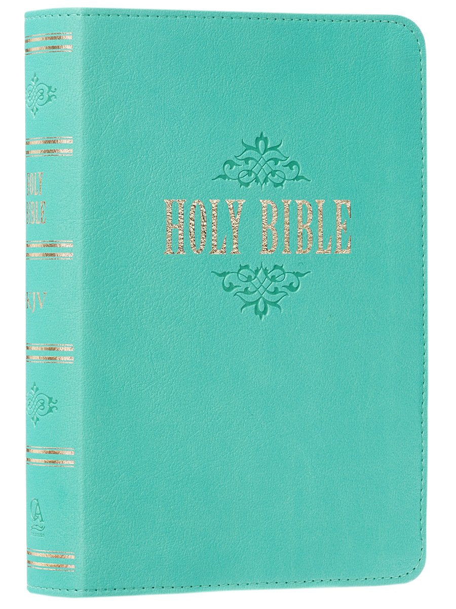 KJV Holy Bible, Compact Large Print Faux Leather Red Letter Edition - Ribbon Marker, King James Version, Robin's Egg Blue (KJV Compact LP Editions) - The Hungry Bookworm & Speedmerchant65