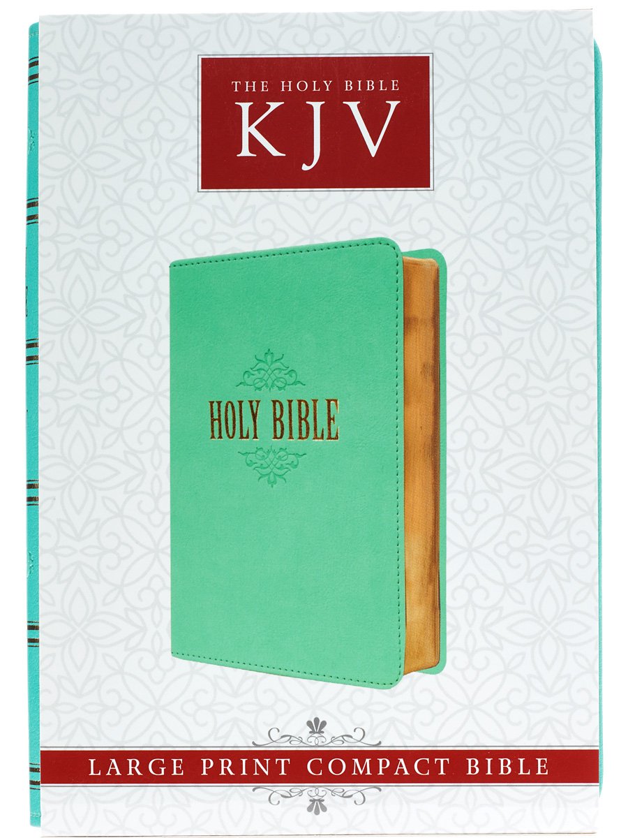 KJV Holy Bible, Compact Large Print Faux Leather Red Letter Edition - Ribbon Marker, King James Version, Robin's Egg Blue (KJV Compact LP Editions) - The Hungry Bookworm & Speedmerchant65