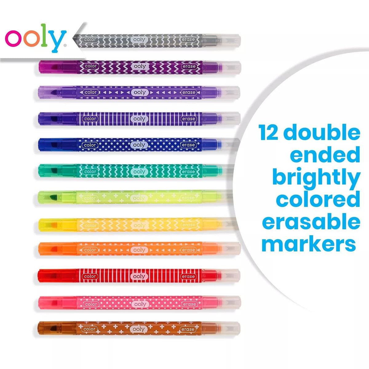 OOLY Make No Mistake Erasable Markers, Set of 12 - The Hungry Bookworm & Speedmerchant65