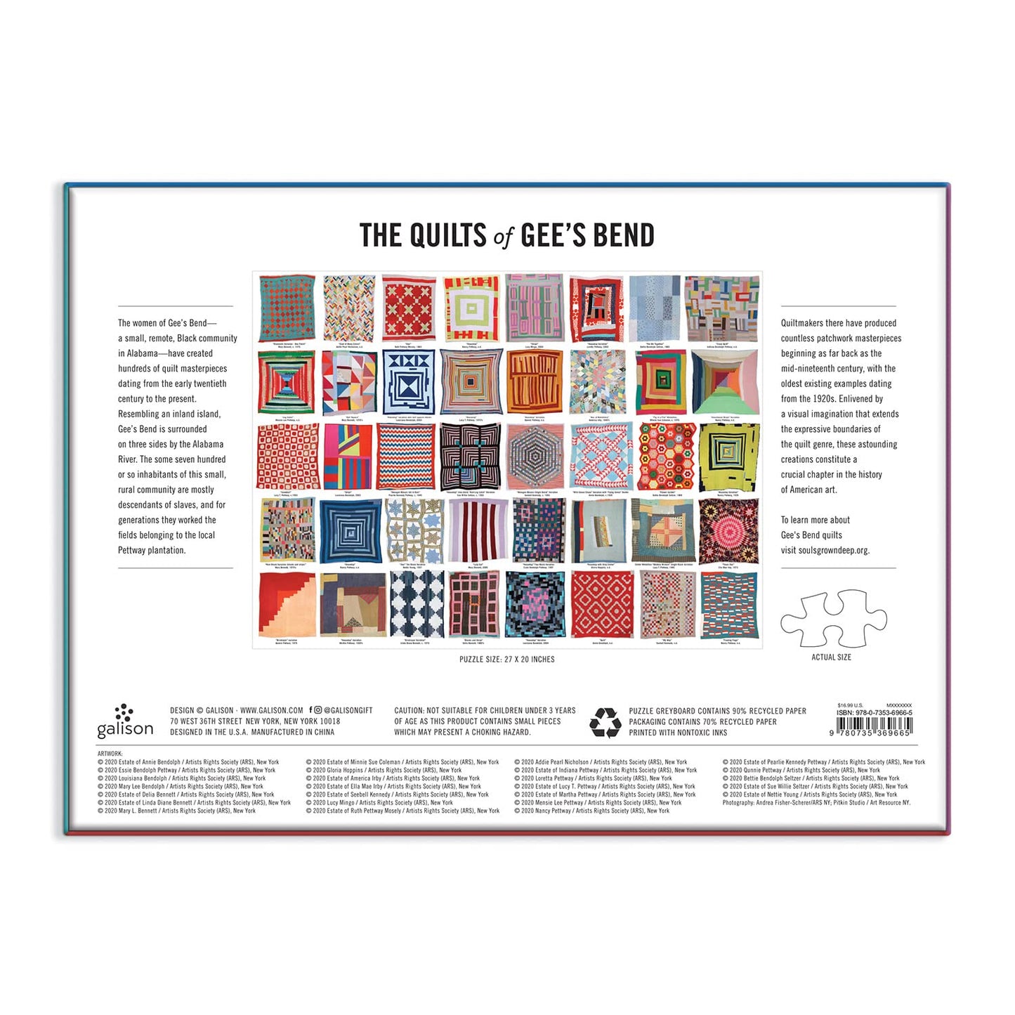 Galison Quilts of Gee’s Bend Puzzle, 1000 Pieces, 27” x 20” – Difficult Jigsaw - The Hungry Bookworm & Speedmerchant65