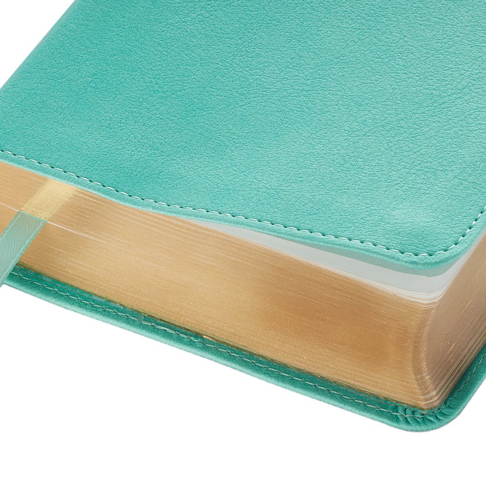 KJV Holy Bible, Compact Large Print Faux Leather Red Letter Edition - Ribbon Marker, King James Version, Robin's Egg Blue (KJV Compact LP Editions) - The Hungry Bookworm & Speedmerchant65