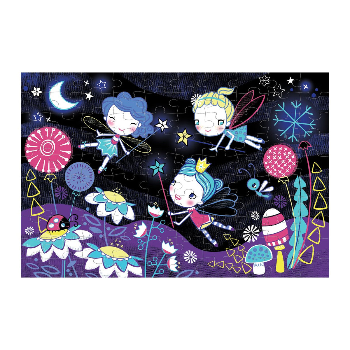 Mudpuppy Fairies Glow in The Dark Puzzle, 100 Pieces – 18” x 12”, for Ages 5+, - The Hungry Bookworm & Speedmerchant65