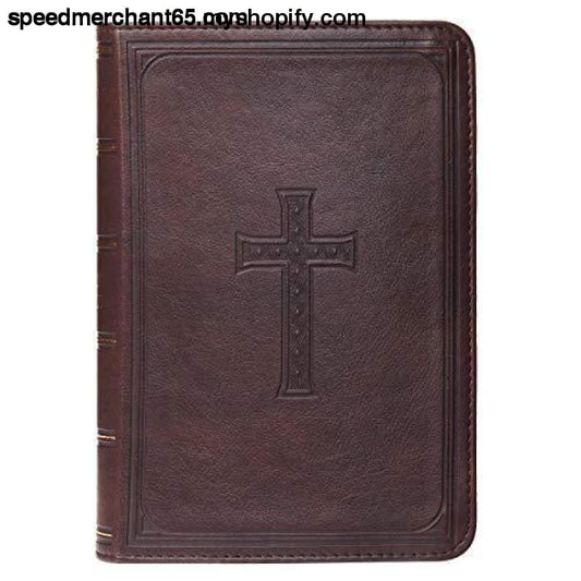 KJV Holy Bible Large Print Compact Dark Brown Faux Leather -
