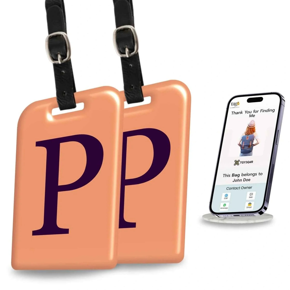 Initials Bag tag P  [pack 2]-0