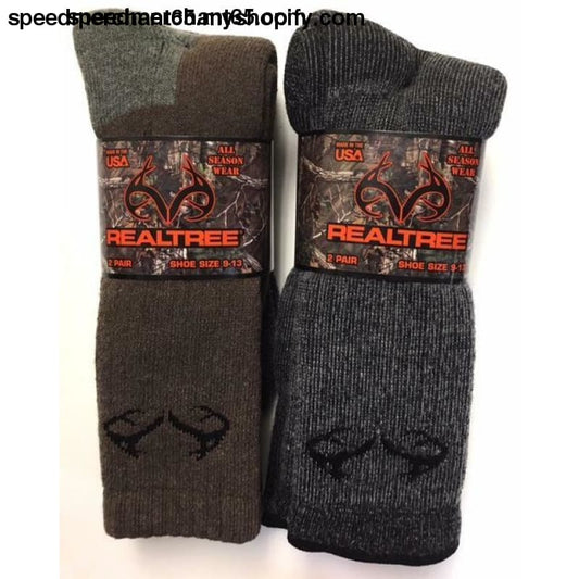 ’REALTREE’ Wool Blend Boot Socks 2 Pair Assorted colors -