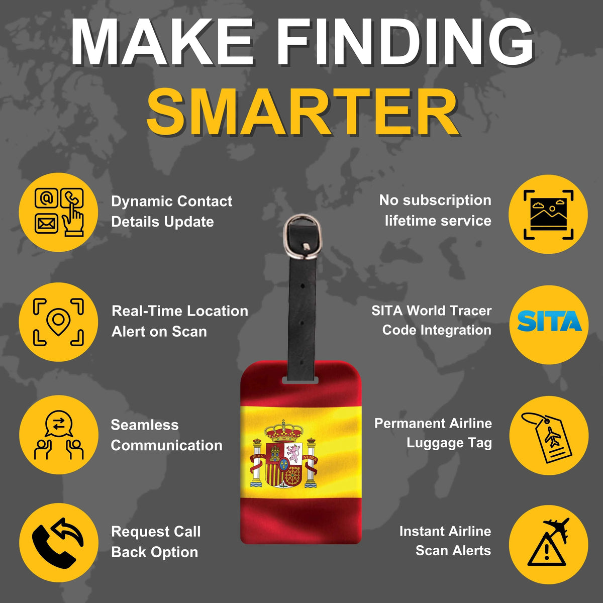 Smart Bag Security Tag - Spain Flag [Pack 2]-3