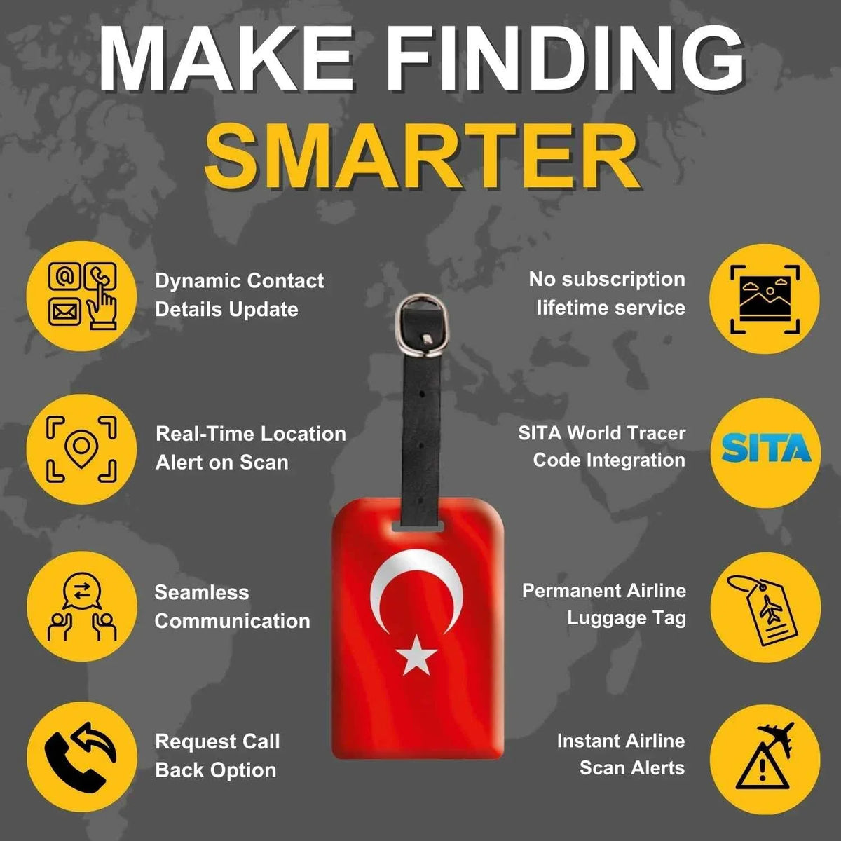Smart Bag Security Tag - Turkey Flag [Pack 2]-3